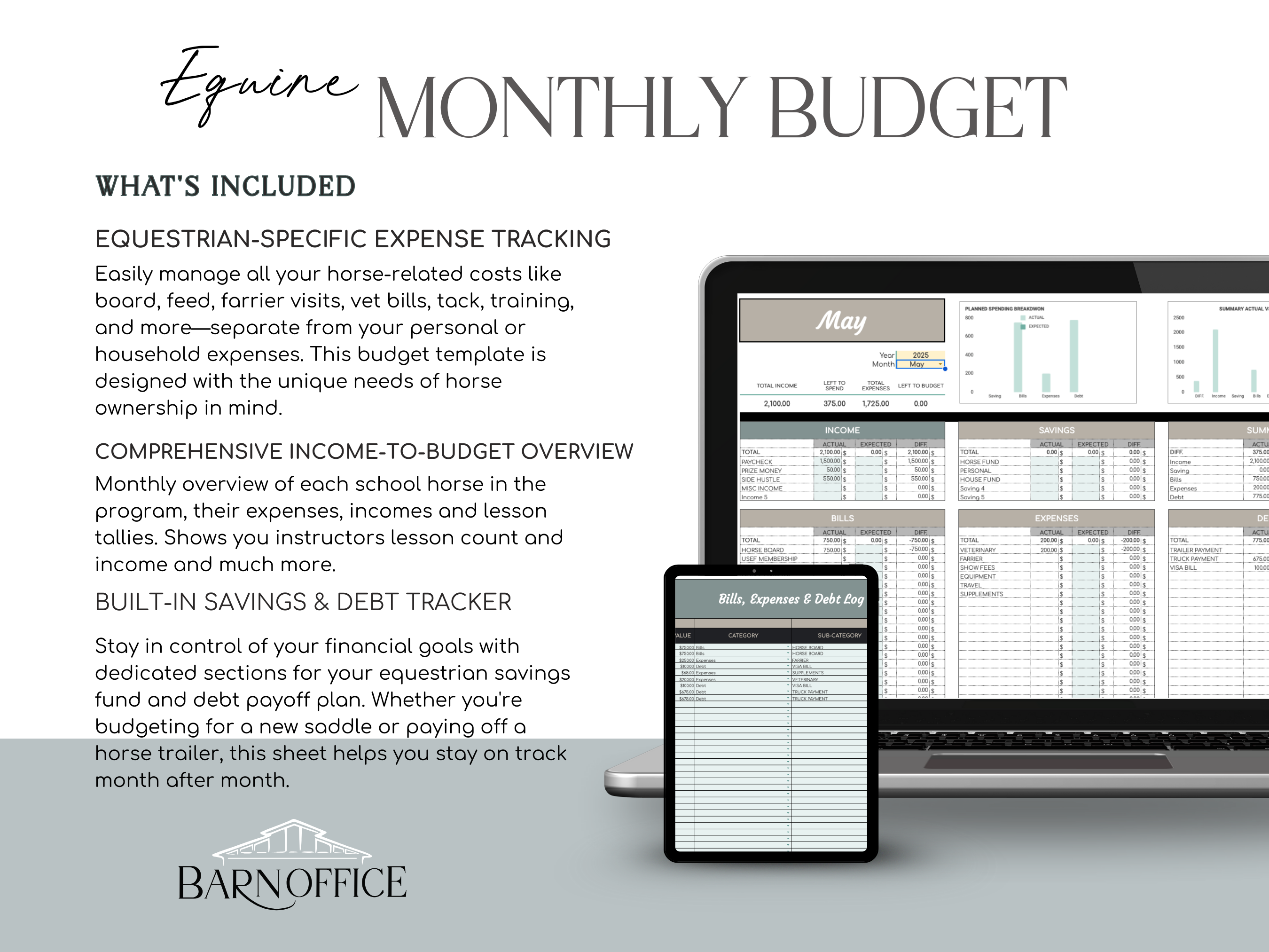 Equine Monthly Budget Tracker