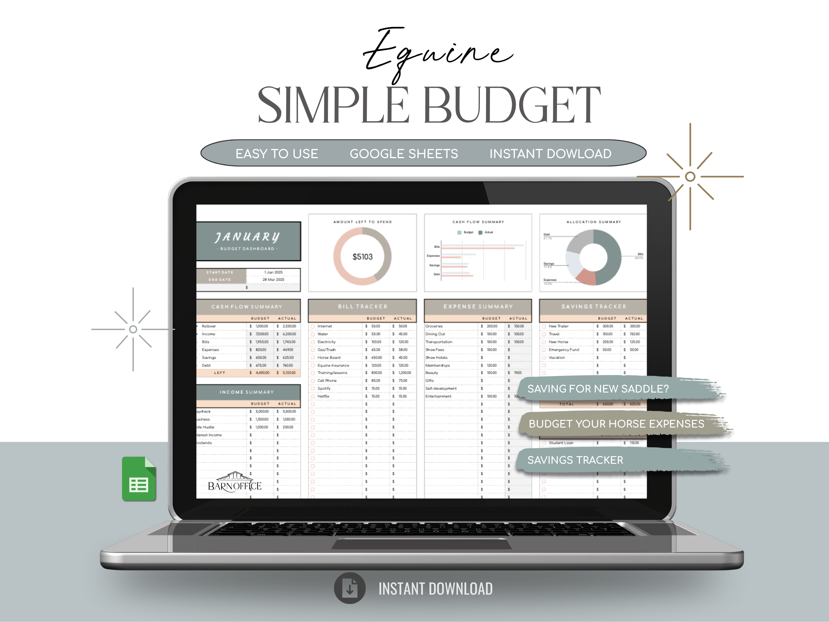 Equine Simple Budget Template