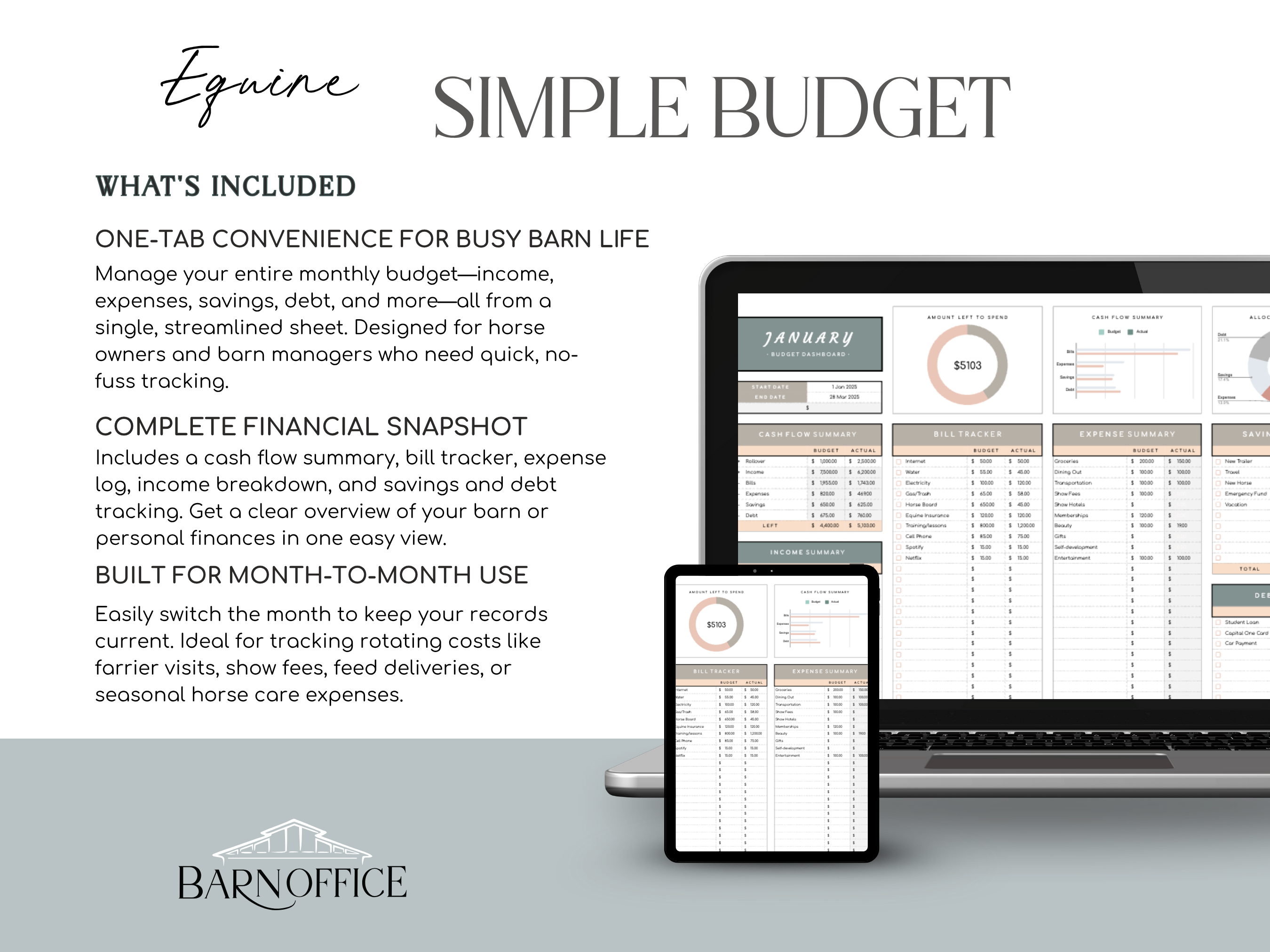 Equine Simple Budget Template